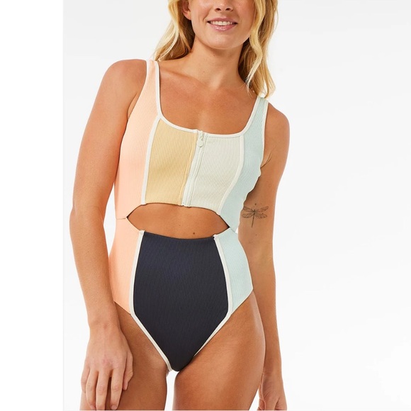 RIP CURL WOMEN'S BLOCK PARTY SPLICE GOOD COVERAGE ONE PIECE SWIMSUIT - Picture 2 of 10